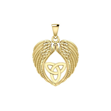 Feel the Tranquil in Angels Wings Solid Gold Pendant with Trinity Knot GPD5456 - Jewelry
